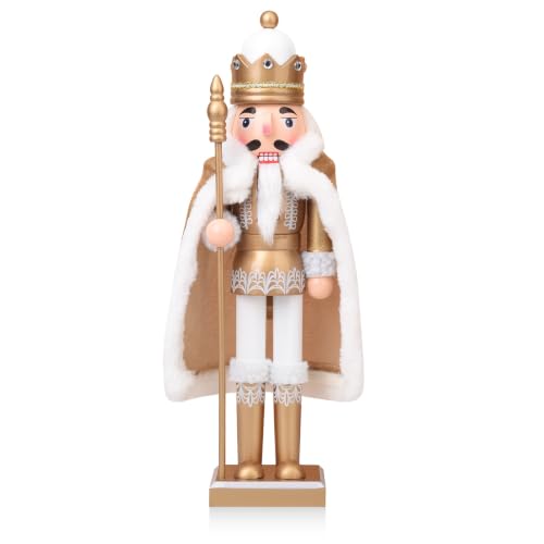 15 Inch Wooden Nutcracker King Christmas Decoration - Gold Variation
