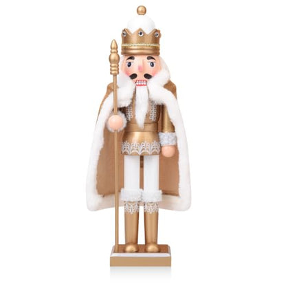 15 Inch Wooden Nutcracker King Christmas Decoration - Gold Variation