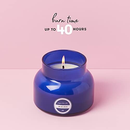 Capri Blue Scented Candles - Luxury Soy Wax Blend Jar Candle - Citrus, White Musk & Patchouli - Blue Jean (8 oz)