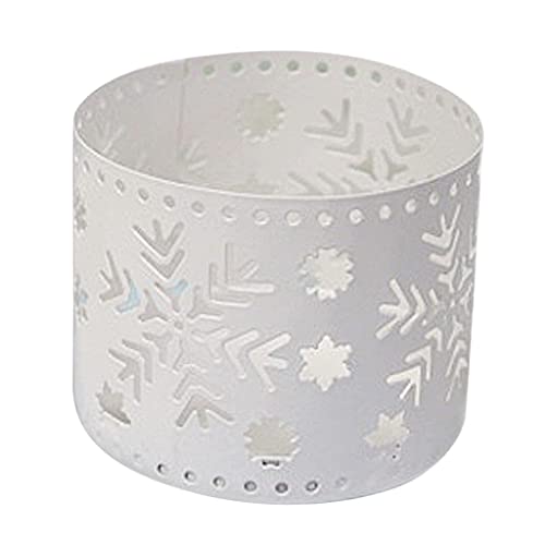 Christmas Iron Hollow Candle Holder Snowflake Design White Snowflake - Holiday Decor