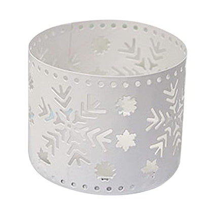 Christmas Iron Hollow Candle Holder Snowflake Design White Snowflake - Holiday Decor