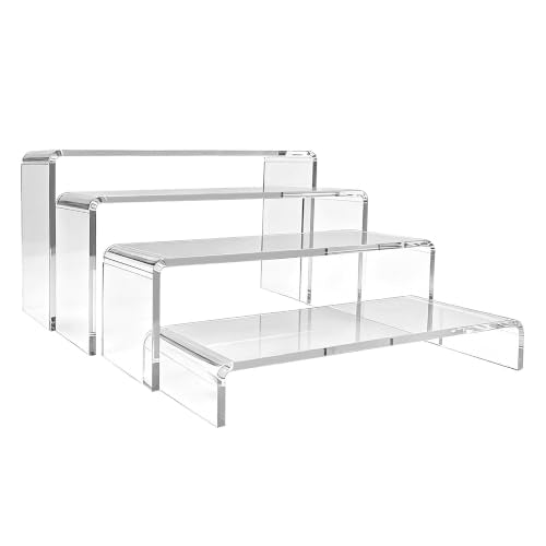 Clear Acrylic Tiered Display Risers Set for Perfume Jewelry & Collectibles