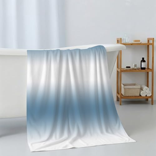 Blue Bath Towels Set of 3 - Ombre Microfiber Quick Dry, Soft & Absorbent