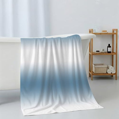 Blue Bath Towels Set of 3 - Ombre Microfiber Quick Dry, Soft & Absorbent
