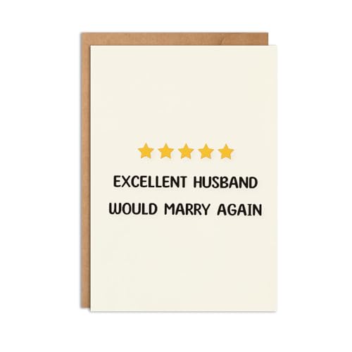 Thank You Card for Husband - 5 Star Would Marry Again Funny Anniversary Card from Wife - Humorous Gift for Him - Variation of 5 Star Husband