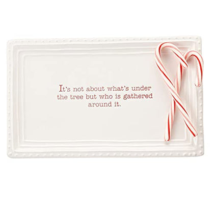 Christmas Treat Tray - White Ceramic Serving Platter for Cookies & Holiday Snacks