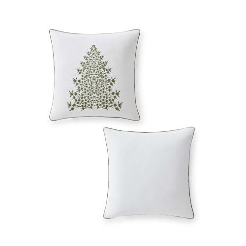 Holiday Tree Green Cotton Decorative Throw Pillow 20x20