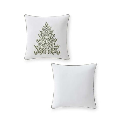 Holiday Tree Green Cotton Decorative Throw Pillow 20x20