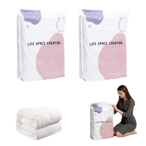 Large White Space Bags No-Pump Vacuum Storage - Reusable Compression Bag