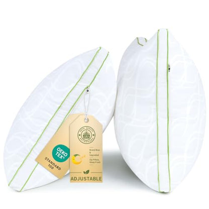 Queen Size Bed Pillows for Side Sleepers Set of 2 White - Adjustable Microfiber Fill