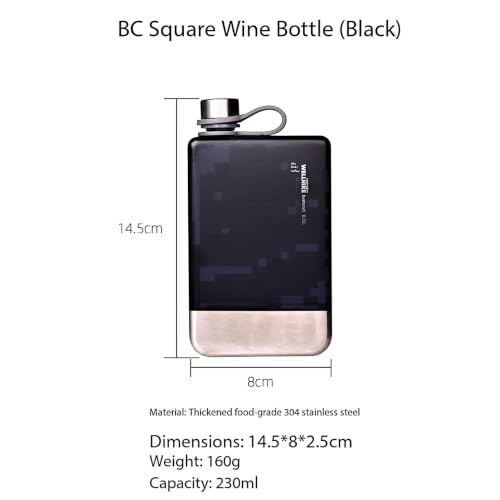 8oz Stainless Steel Outdoor Hip Flask with Leak-Proof Cap - Black