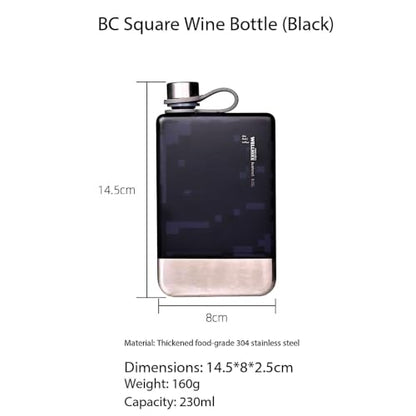 8oz Stainless Steel Outdoor Hip Flask with Leak-Proof Cap - Black