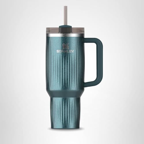 STANLEY Quencher H2.0 Tumbler with Handle and Straw 40 oz | Flowstate 3-Position Lid | Cup Holder Compatible for Travel | Insulated Stainless Steel Cup | BPA-Free | Fluted Marina Shine