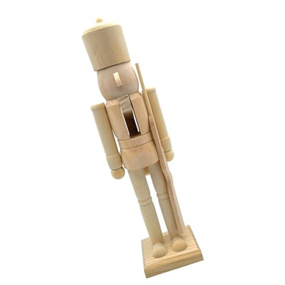 Unfinished Christmas Nutcrackers Figurine - Wooden Craft Decor, 38cm, Variation A