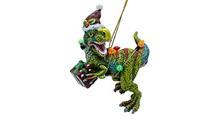 Dinosaur Christmas Tree Ornament T Rex Covered in Lights for Kids