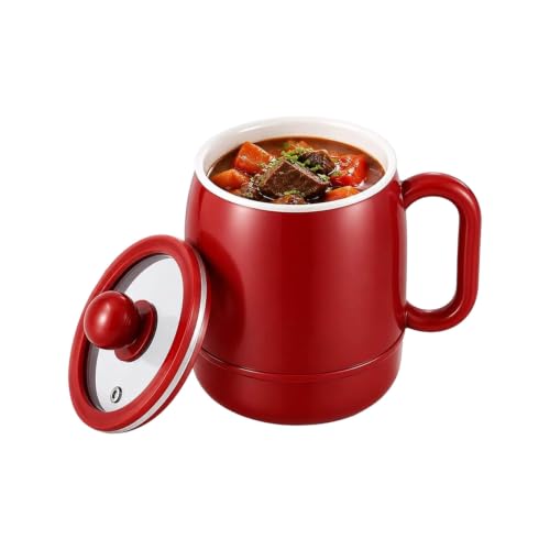 Red 27 Oz Multi-Function Portable Electric Stewing Cup with Timer & Keep Warm