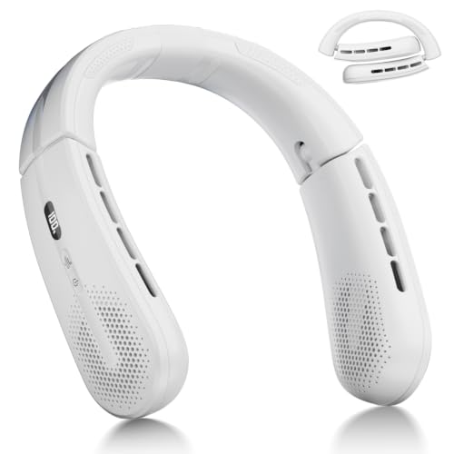 Portable Neck Fan with LED Display, 4 Speeds, 5200mAh Rechargeable Battery