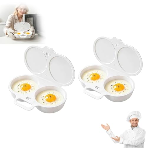 Microwave Egg Poacher for 2 Eggs - Food-Grade PP, Portable Breakfast Maker