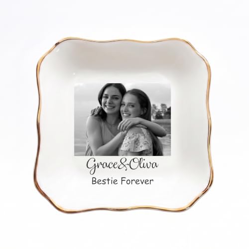 Waved Square Custom Photo Jewelry Dish Ceramic Ring Tray - Graduation Gift
