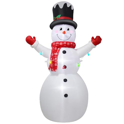 8FT Christmas Inflatable Snowman Decoration with LED Lights - Outdoor Holiday Yard Decor - Mixed