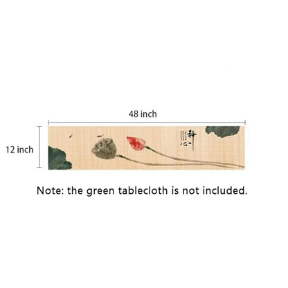 Meditation Asian Style Bamboo Table Runner 12x48 Inch - Zen Chinese Art