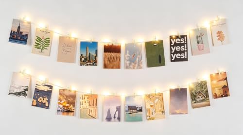 2 Pack Photo String Lights with Clips - 4.1Ft Battery-Powered Decorative Wall Hanger