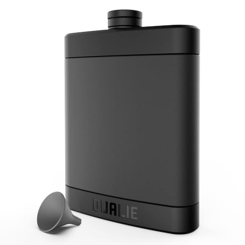 8 oz Stainless Steel Hip Flask with Silicone Grip - Travel Liquor Bottle for Men & Women