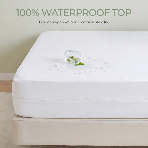 Queen Waterproof Mattress Encasement 100% Cotton Bed Bug Dust Mite Proof Cover - 16 Size