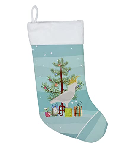 Christmas Stocking with Cockatoo Design - 18 Inch Holiday Decor, Plush Suede Material, Festive Gift