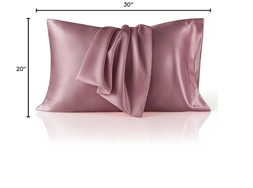 Bedsure Satin Pillowcase for Hair and Skin Queen - Silky Pillowcase 2 Pack with Envelope Closure, Similar to Silk Pillow Cases, Gifts for Women Men, Nostalgia Rose, 20x30 Inches, 2pcs