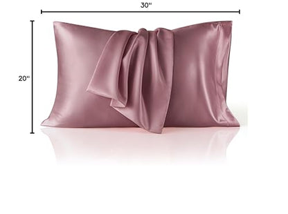 Bedsure Satin Pillowcase for Hair and Skin Queen - Silky Pillowcase 2 Pack with Envelope Closure, Similar to Silk Pillow Cases, Gifts for Women Men, Nostalgia Rose, 20x30 Inches, 2pcs