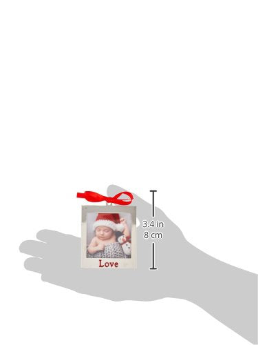 Love Frame Silver Plate Christmas Ornament - 2x2 Photo Display