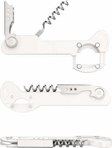White Wine Opener with Foil Cutter & Lever - 5 1/4" Wine Key for Servers