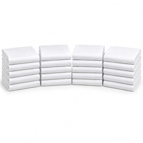 Twin White Microfiber Flat Sheets 12 Pack - Soft & Durable Bed Linen