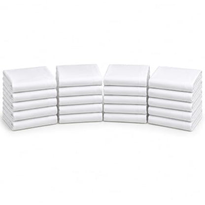 Twin White Microfiber Flat Sheets 12 Pack - Soft & Durable Bed Linen