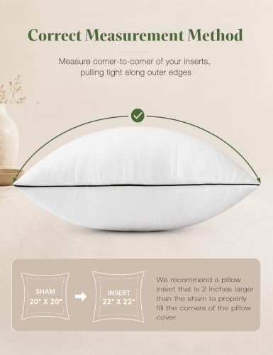 Organic Feather Down Euro Pillow Insert 26x26 White Pack of 2