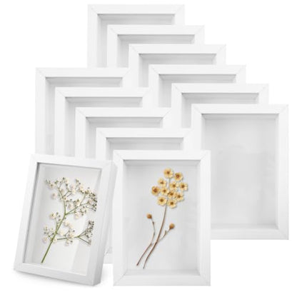 12 Pack Small Wood Shadow Box Frames 4x6 Inch for Dried Flowers Photos Memorabilia