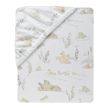 Froggy & Friends Baby Fitted Crib Sheet - 100% Cotton, Gender Neutral