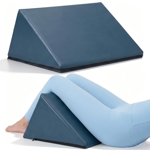Extra Large Blue Triangle Knee Wedge Pillow 20 x 19 x 12 Inch Support Cushion - Supportive Support for Legs and Back