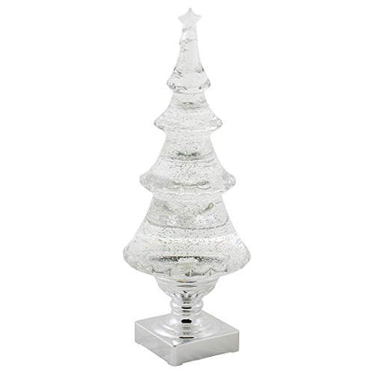 LED Glitter Holiday Christmas Tree - 14-Inch Silver and Clear Decor