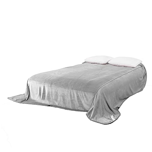 340GSM Flannel Bed Blanket Oversized King 120x128 Light Gray Cozy Microfiber