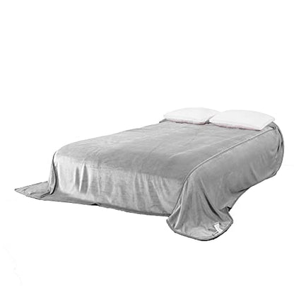 340GSM Flannel Bed Blanket Oversized King 120x128 Light Gray Cozy Microfiber