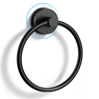 SetSail Suction Cup Towel Holder - Matte Black, Repositionable Bathroom Organizer