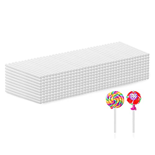 Lollipop Sticks,500 Pieces White Paper Treat Lollipop Sticks Lollipop Treat Sticks Sucker Stick for Cake Topper,Rainbow Candy, Cake Pops Chocolate (3 Inch)