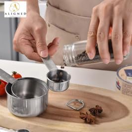 Premium No Rust Stainless Steel Measuring Cups & Spoons Set - 10-Piece Kitchen Gadgets with Engraved Measurements