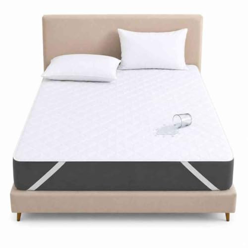 White Full Size Waterproof Mattress Protector with Elastic Corner Straps