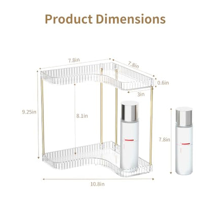 Bathroom Counter Organizer 2-Tier Corner Shelf - Clear / 2-Tier