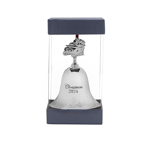 2024 Silver Plated Christmas Bell Ornament - 30th Anniversary Edition with Santa Finial