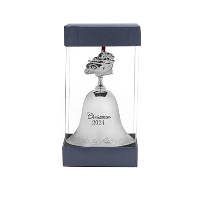 2024 Silver Plated Christmas Bell Ornament - 30th Anniversary Edition with Santa Finial