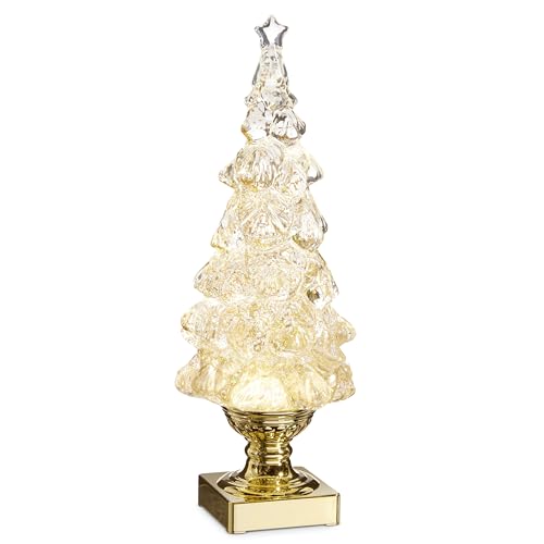 Holiday Water Lanterns with Swirling Glitter - 13.75 Inch Gold Decor